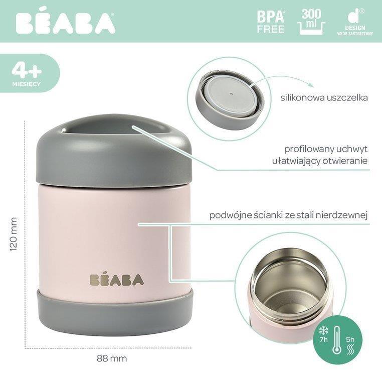 Beaba Thermo maisto indelis, 300 ml, spalva: tamsiai pilka/šviesiai rožinė