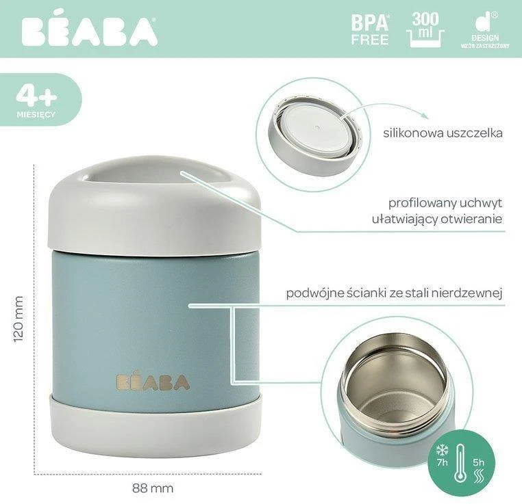 Beaba Thermo maisto indelis, 300 ml, spalva: šviesiai pilka