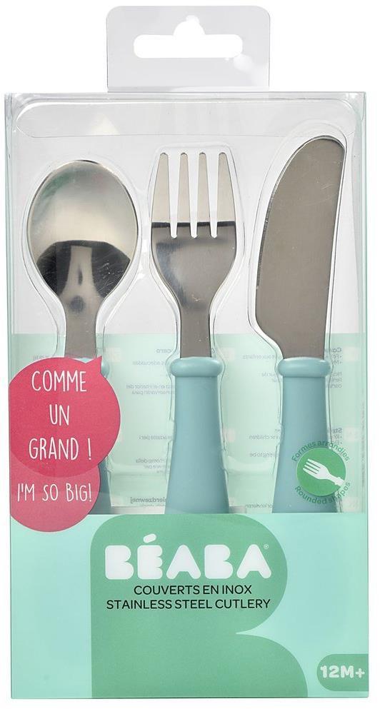Beaba nerūdijančio plieno stalo įrankiai, 12 mėn. Spalva: airy green