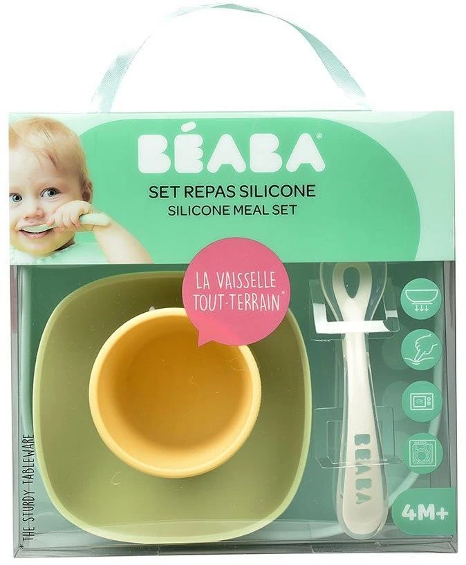 Beaba silikoninis 4 vnt. pietų rinkinys, geltonas