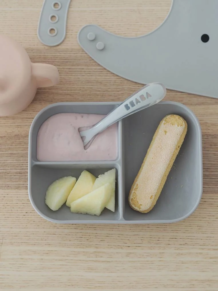 BEABA SILIKONINIS 3 DALIŲ PIETŲ RINKINYS VAIKAMS, Rožinis