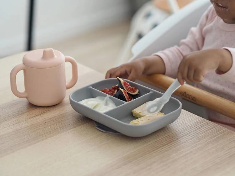 BEABA SILIKONINIS 3 DALIŲ PIETŲ RINKINYS VAIKAMS, Rožinis