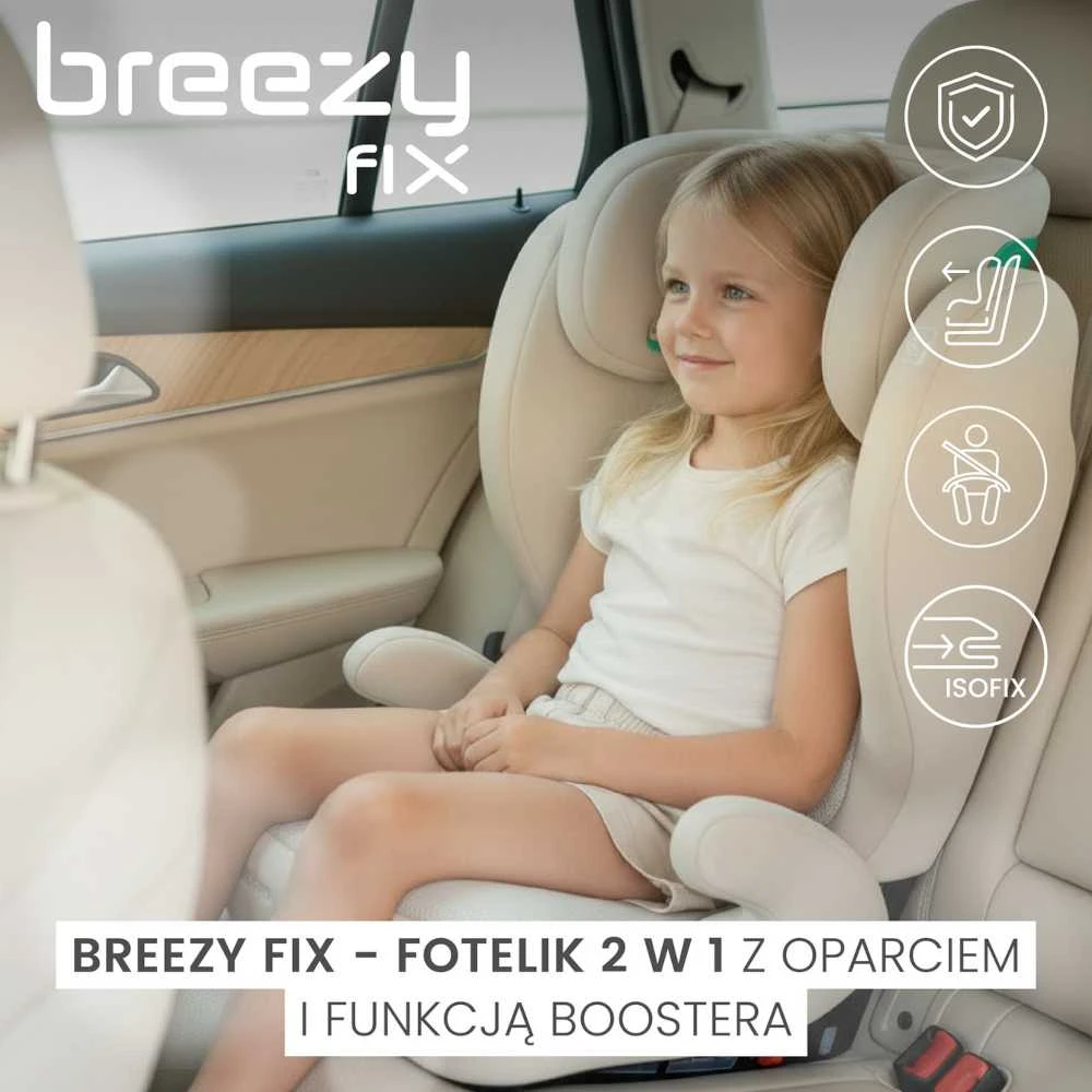 Caretero BREEZY FIX vaikiška kėdutė su mergaite automobilyje
