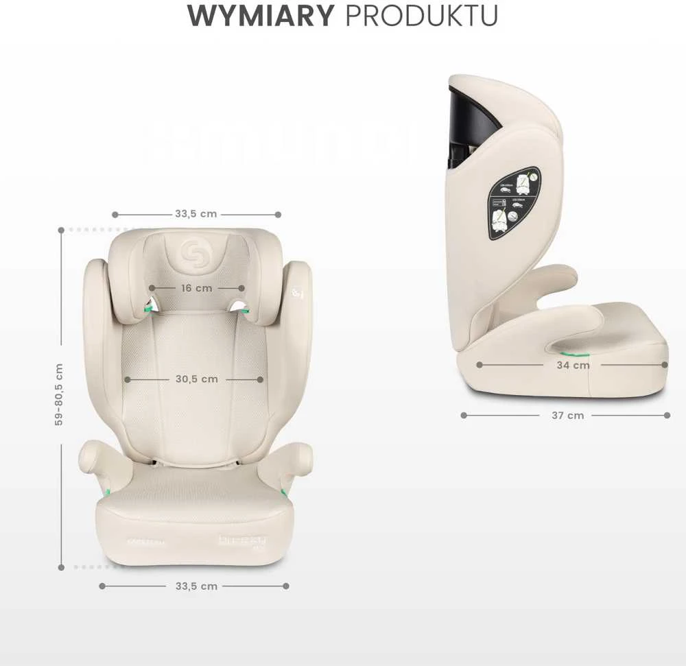 Caretero Breezy - fotelik automobilinis 100-150 cm 2w1 su funkcija boostera | Pilkas