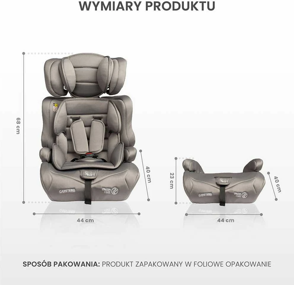 Caretero Falcon i-Size - fotelik automobilinis 76-150 cm | Pilkas