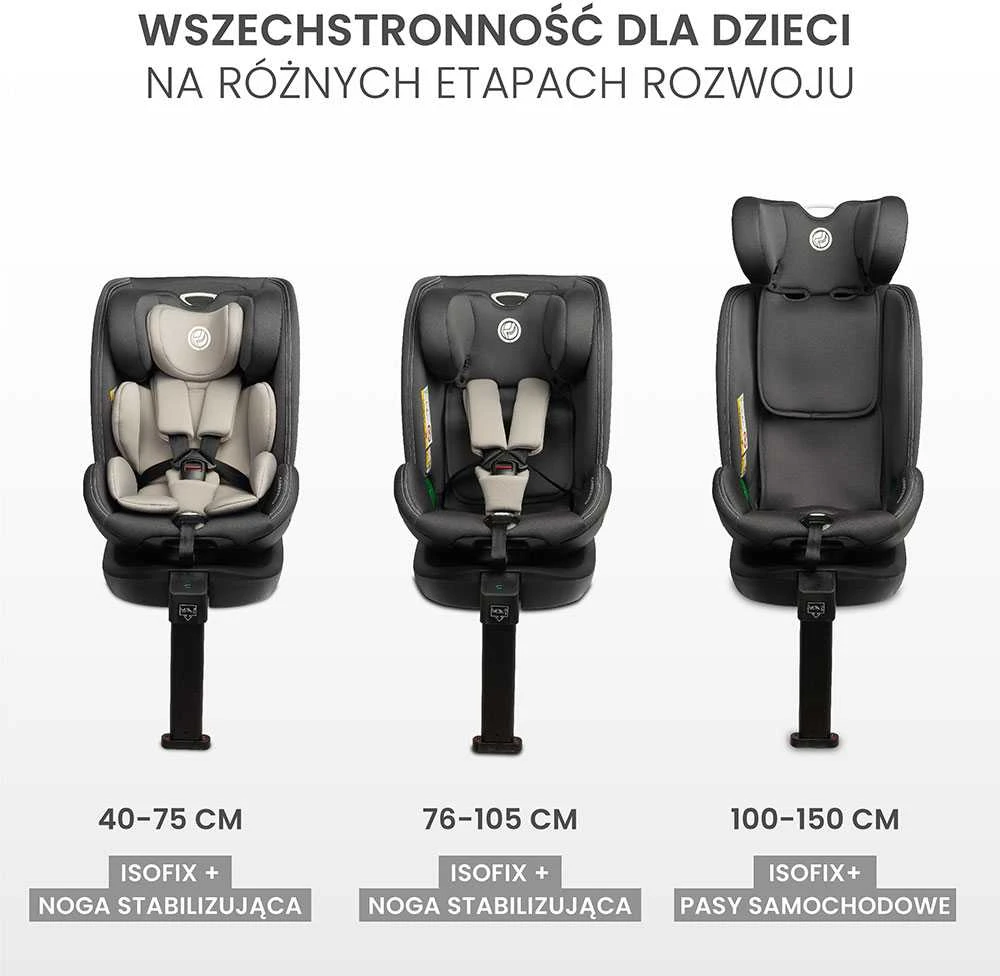 Caretero Automobilinė kėdutė FORTIS I-SIZE, 40-150cm, Pilkas