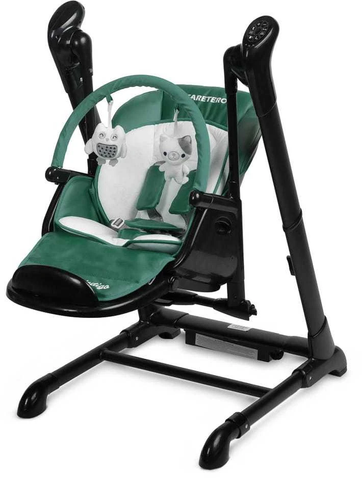 Caretero Maitinimo kėdutė - kūdikio sūpynės Indigo 2in1, juoda/žalia