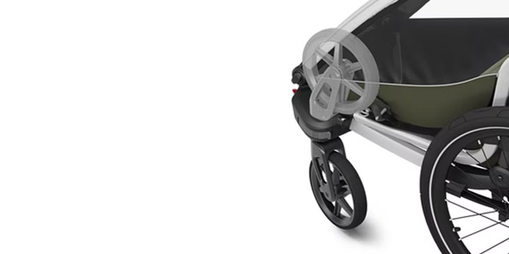 „Thule Chariot Lite“ dviguba dviračių priekaba, vintažinės žalios spalvos aprašymas - Prekės nuotrauka