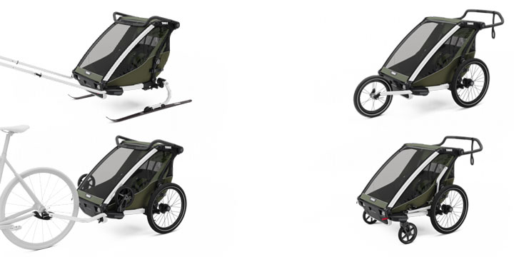 „Thule Chariot Lite“ dviguba dviračių priekaba, vintažinės žalios spalvos aprašymas - Prekės nuotrauka