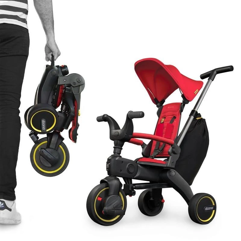 Doona Liki Trike S3 5in1 Sulankstomas triratukas dviratukas - Juodas/raudonas