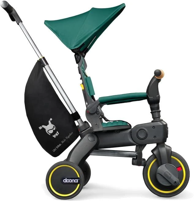 Doona Liki S5 5in1 Sulankstomas triratis dviratukas + puodelių laikiklis - Juodas/žalias