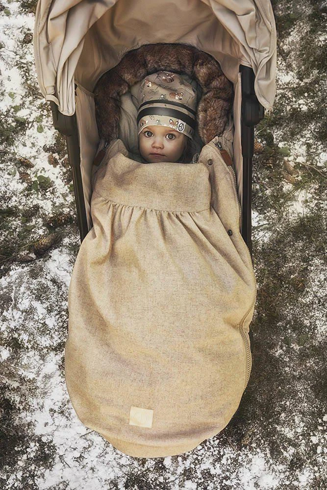 Elodie Details vilnonis žieminis vokelis kūdikiui Pure Khaki rusvai gelsvas