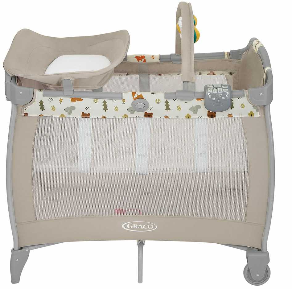 GRACO Vaikiška lovelė, maniežas CONTOUR ELECTRA, persirengimo stalas, čiužinys, krepšys, skydas