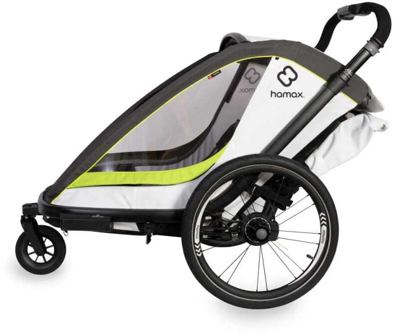 Hamax Breeze One - vienvietė 2in1 dviračio priekaba vienam vaikui | Balta/Žalia
