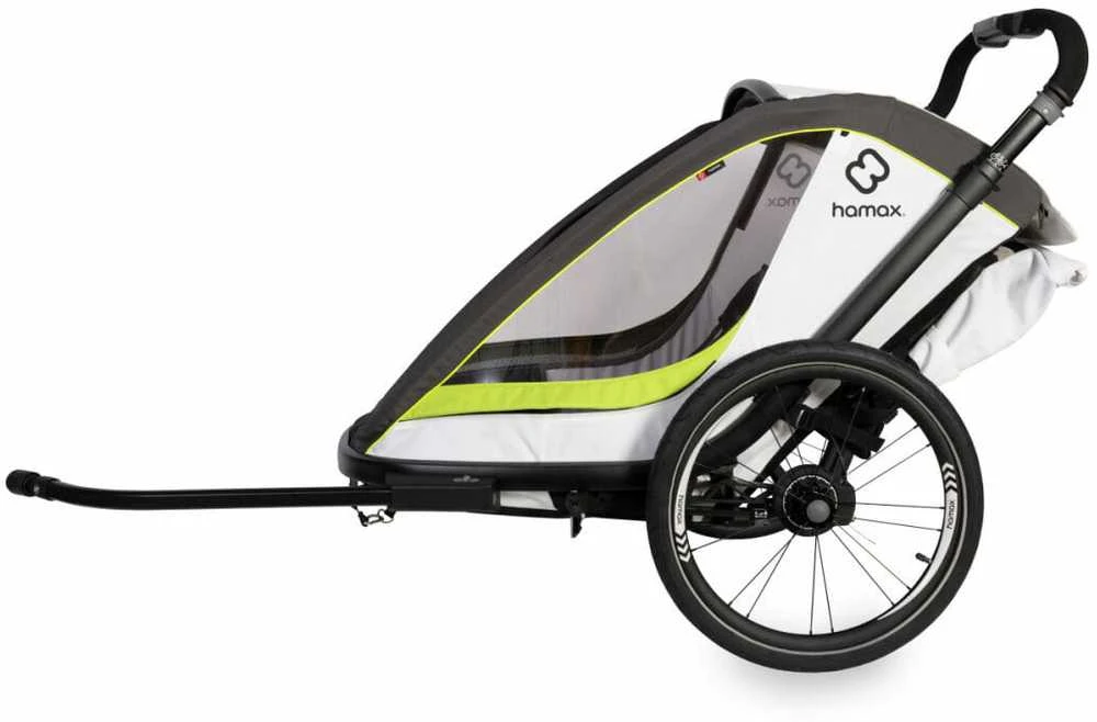 Hamax Breeze One - vienvietė 2in1 dviračio priekaba vienam vaikui | Balta/Žalia
