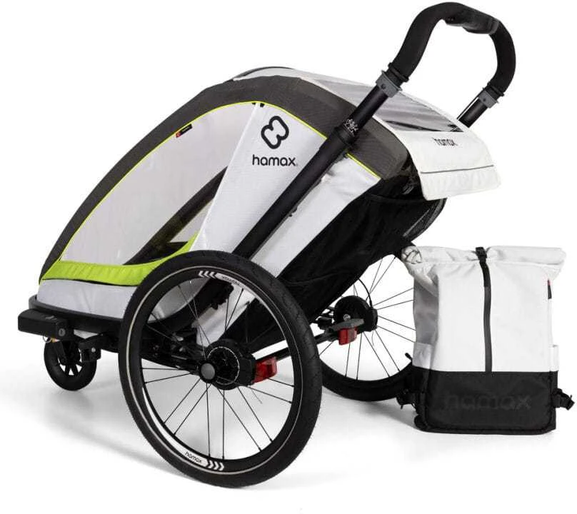 Hamax Breeze One - vienvietė 2in1 dviračio priekaba vienam vaikui | Balta/Žalia