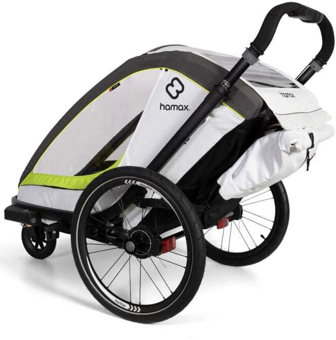Hamax Breeze One - vienvietė 2in1 dviračio priekaba vienam vaikui | Balta/Žalia