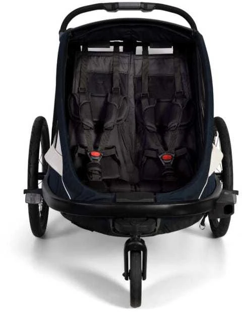 Hamax Breeze Twin - 2in1 dviračio priekaba dviem vaikams | Navy/Kreminis