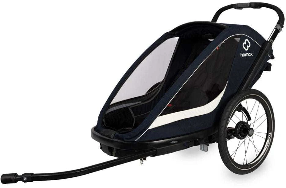 Hamax Breeze Twin - 2in1 dviračio priekaba dviem vaikams | Navy/Kreminis
