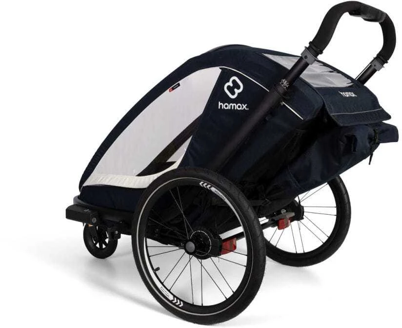 Hamax Breeze Twin - 2in1 dviračio priekaba dviem vaikams | Navy/Kreminis