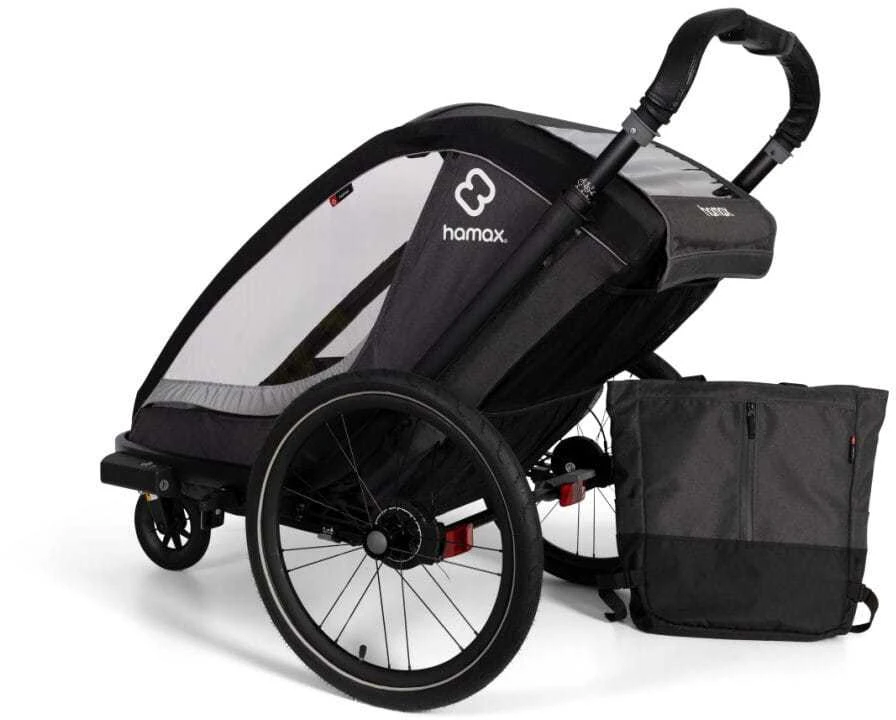 Hamax Cocoon One - vienvietė 2in1 dviračio priekaba, priekaba ir vežimėlis | Pilka/juoda