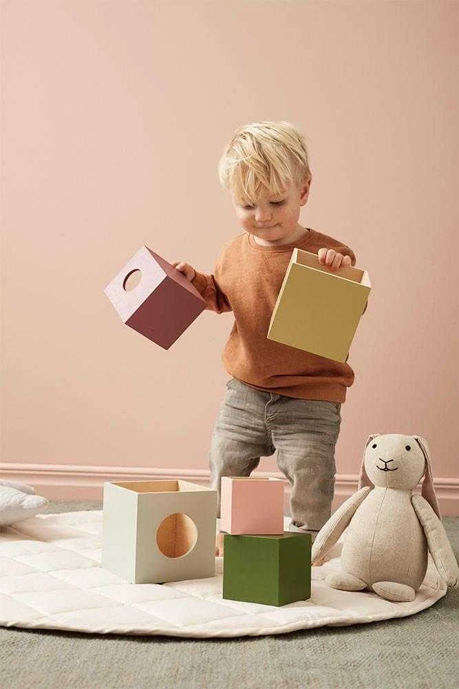 Kid's Concept - Mediniai krovimo kubeliai, 5 vnt | Daugiaspalvis (EDVIN)