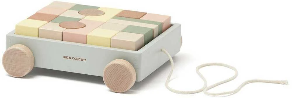 Kid's Concept - Vežimėlis su EDVIN kaladėlėmis | Daugiaspalvis (EDVIN)