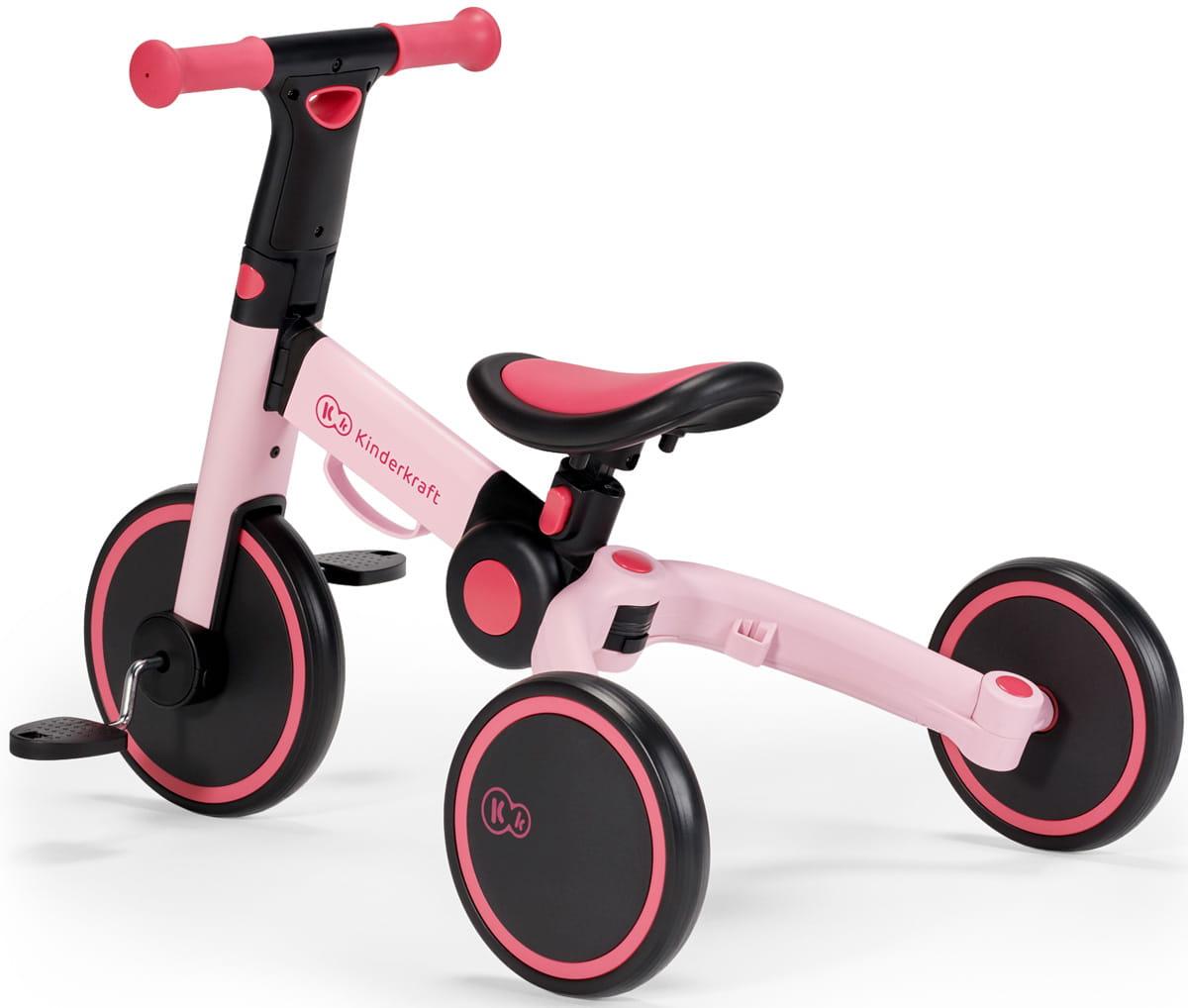Kinderkraft sulankstomas vaikiškas triratukas 3 viename 4TRIKE KR4TRI00PNK0000, rožinis