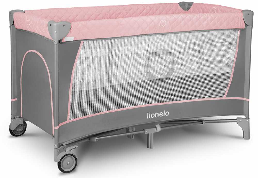 Kelioninė lovelė-maniežas 2in1 su vystymo stalu, 2 aukštai – Lionelo Flower Flamingo