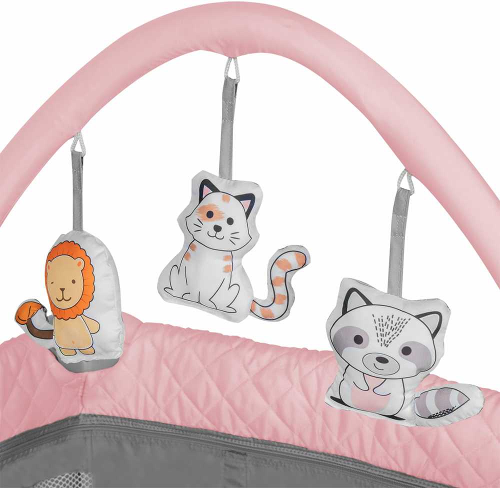Kelioninė lovelė-maniežas 2in1 su vystymo stalu, 2 aukštai – Lionelo Flower Flamingo