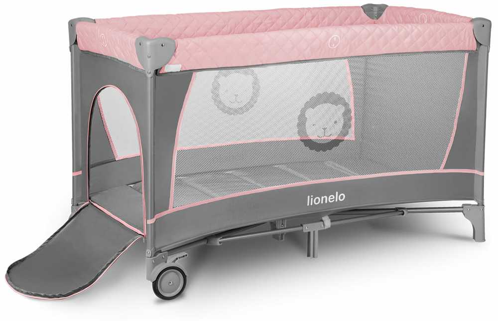 Kelioninė lovelė-maniežas 2in1 su vystymo stalu, 2 aukštai – Lionelo Flower Flamingo