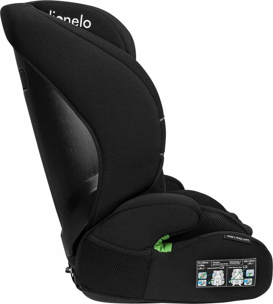 LIONELO Levi One i-Size juodos anglies automobilinė kėdutė