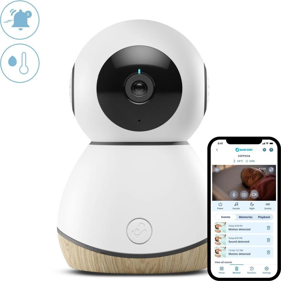 Maxi-Cosi See – internetinė kamera, WiFi HD kūdikių monitorius | Baltas mediena