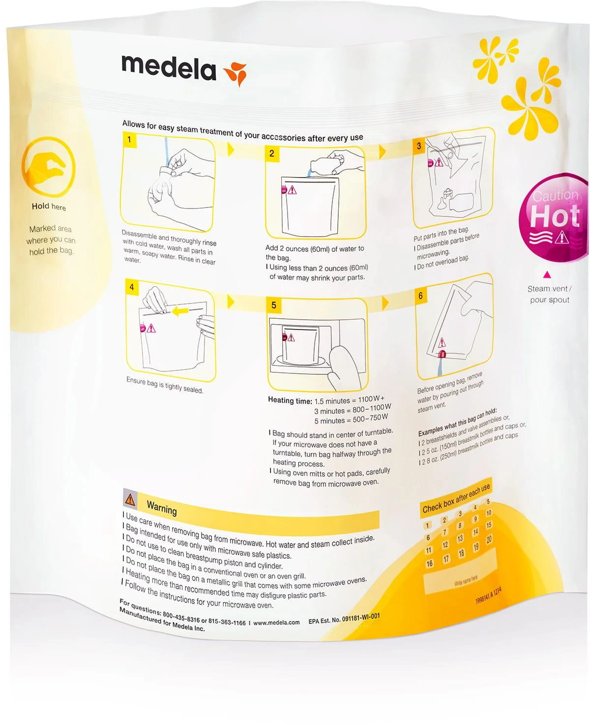 „Medela“ – greito valymo maišeliai mikrobangų krosnelei – 5 vnt.
