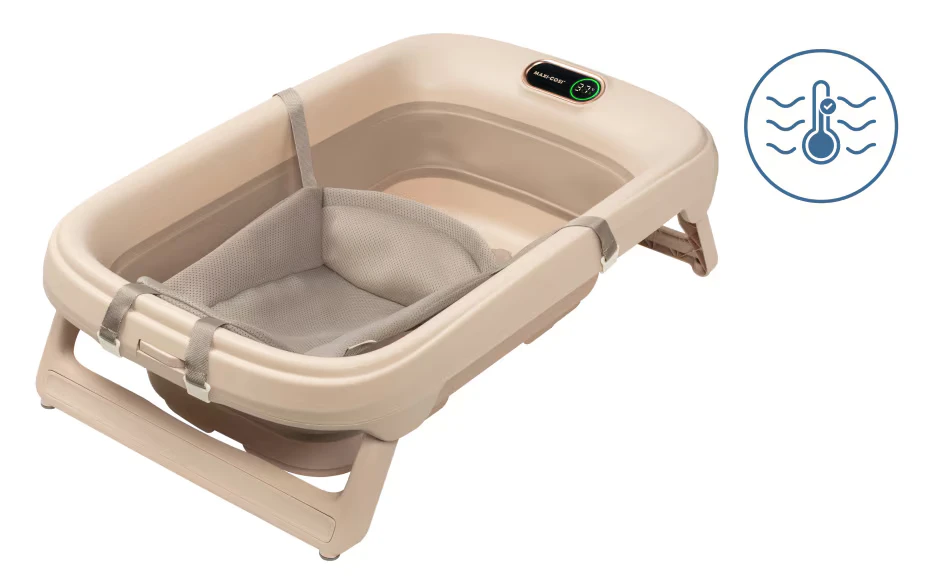 Sulankstoma kūdikio vonelė su termometru „Maxi-Cosi Indigo Plus“, rusvos spalvos