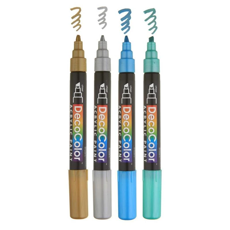 Marvy Uchida Akriliniai markeriai "Marvy Decocolor Acrylic" #315-4M Metalic. 4 vnt