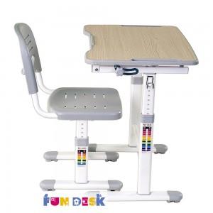 Augantis vaikiškas stalas ir kėdė FunDesk Piccolino, pilkos/baltos/ąžuolo spalvos