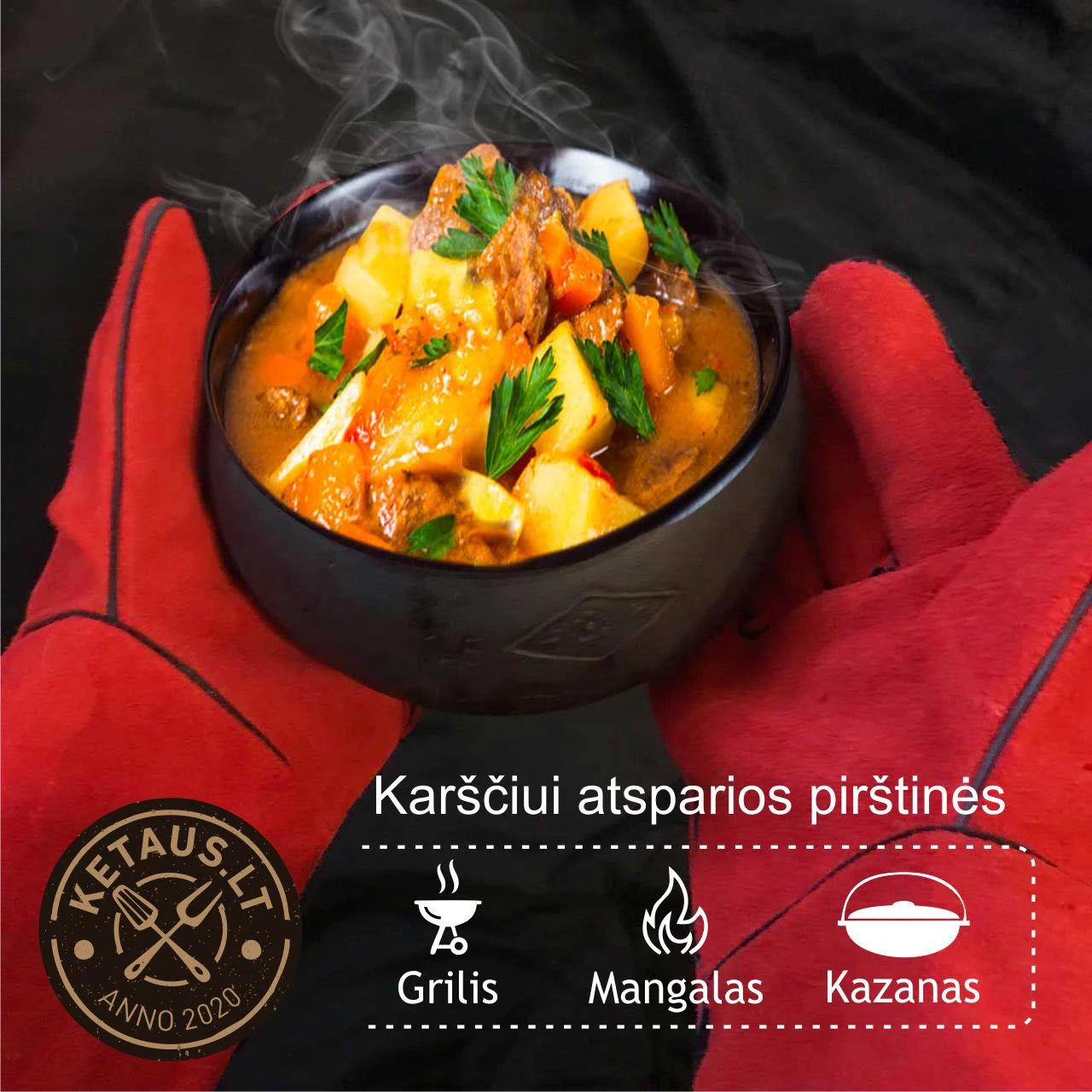 Bbq Expert Karščiui atsparios pirštinės griliui ir mangalui (natūralios verstos odos) 2 vnt.