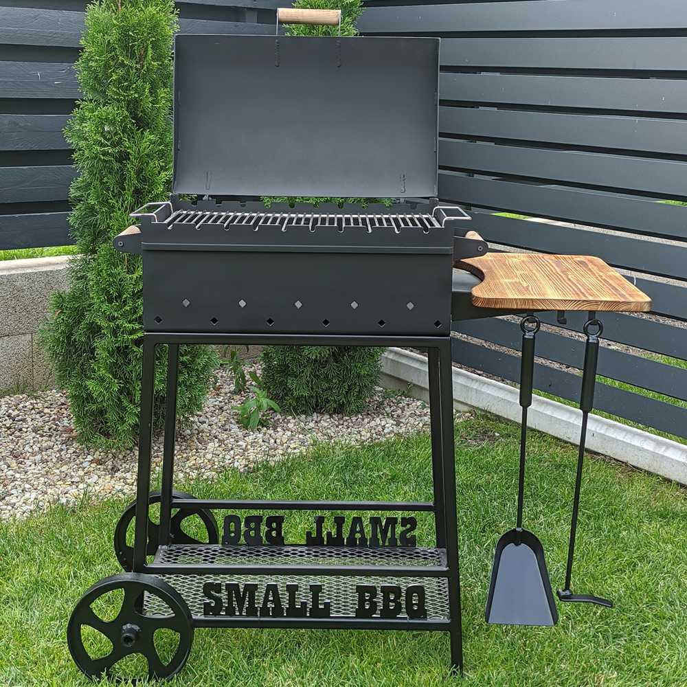 Bbq Expert Šašlykinė 88x47x92 cm, su lentyna ir ratukais, metalo storis 3mm