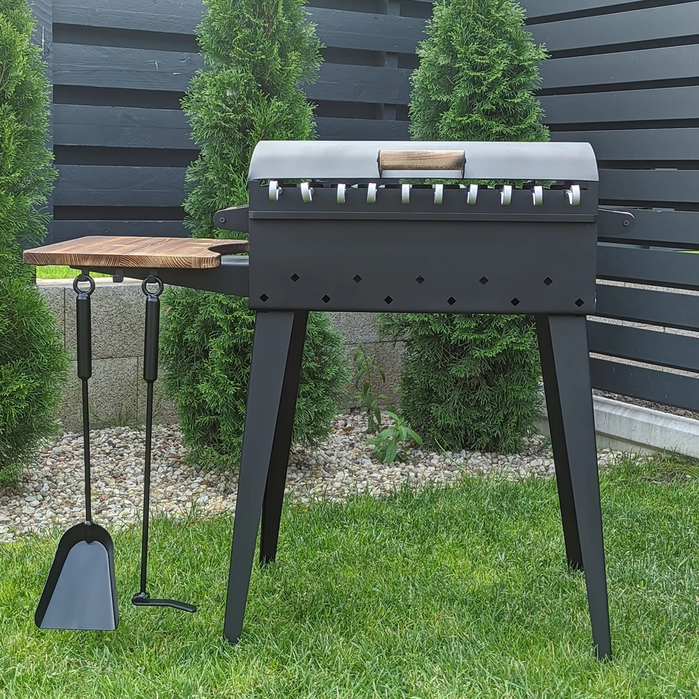 Bbq Expert Šašlykinė su dangčiu ir lentyna 50x30x18 cm, metalo storis 3mm
