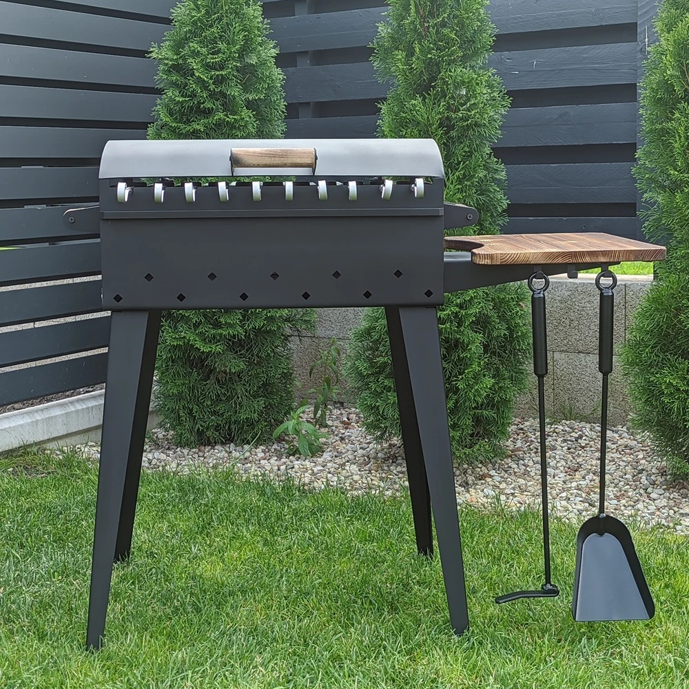 Bbq Expert Šašlykinė su dangčiu ir lentyna 50x30x18 cm, metalo storis 3mm