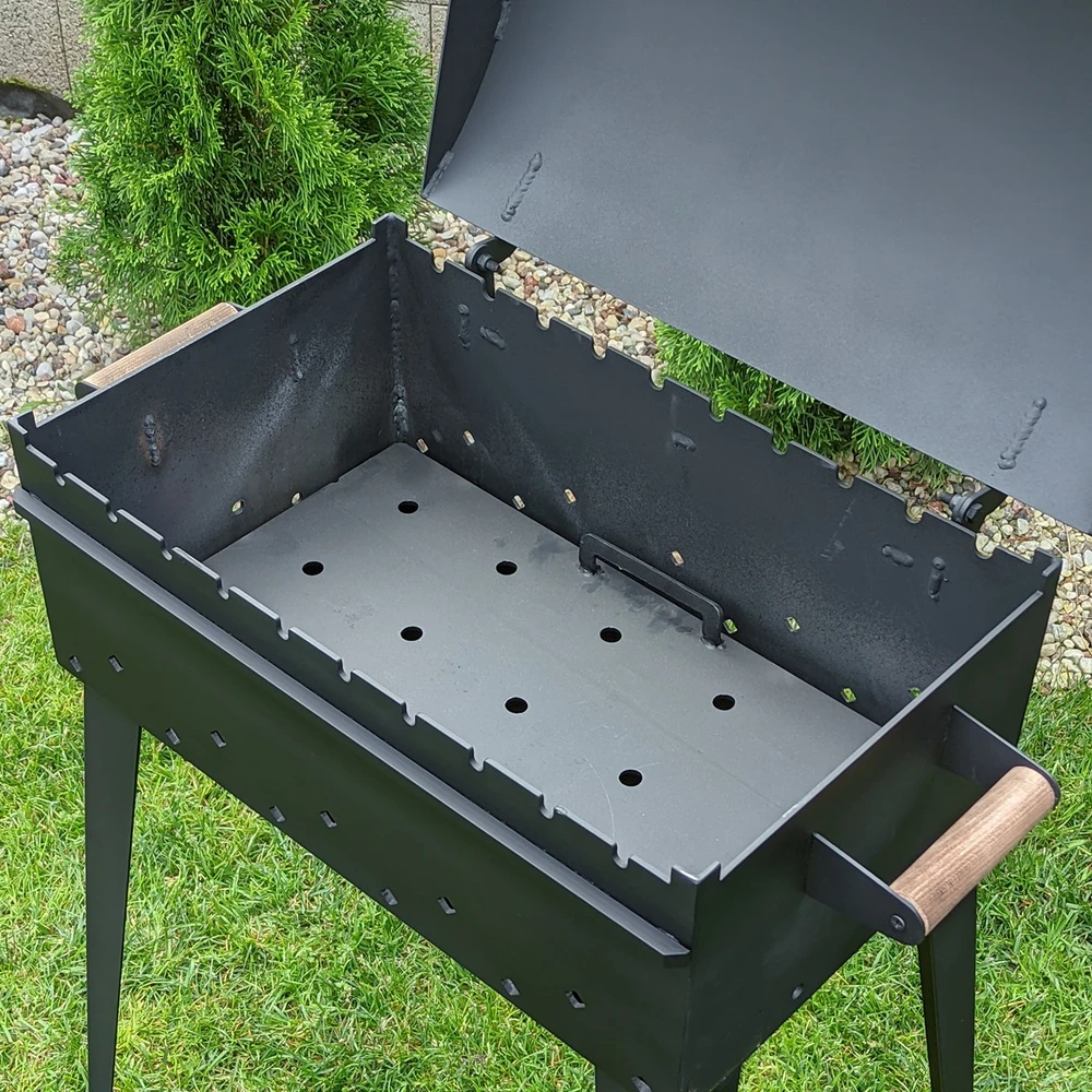 Bbq Expert Šašlykinė su dangčiu ir lentyna 60x35x20 cm, metalo storis 4mm VIP komplektacija