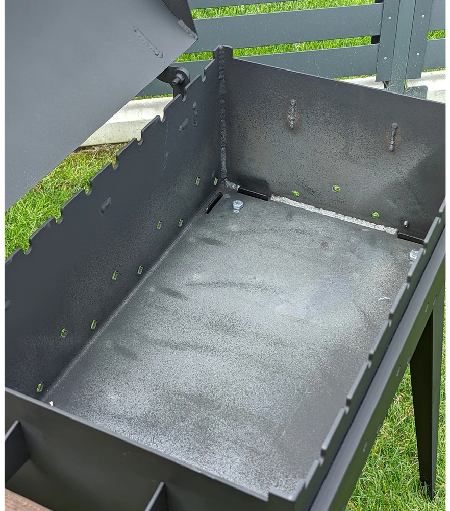 Bbq Expert Šašlykinė su dangčiu ir lentyna 60x35x20 cm, metalo storis 4mm VIP komplektacija