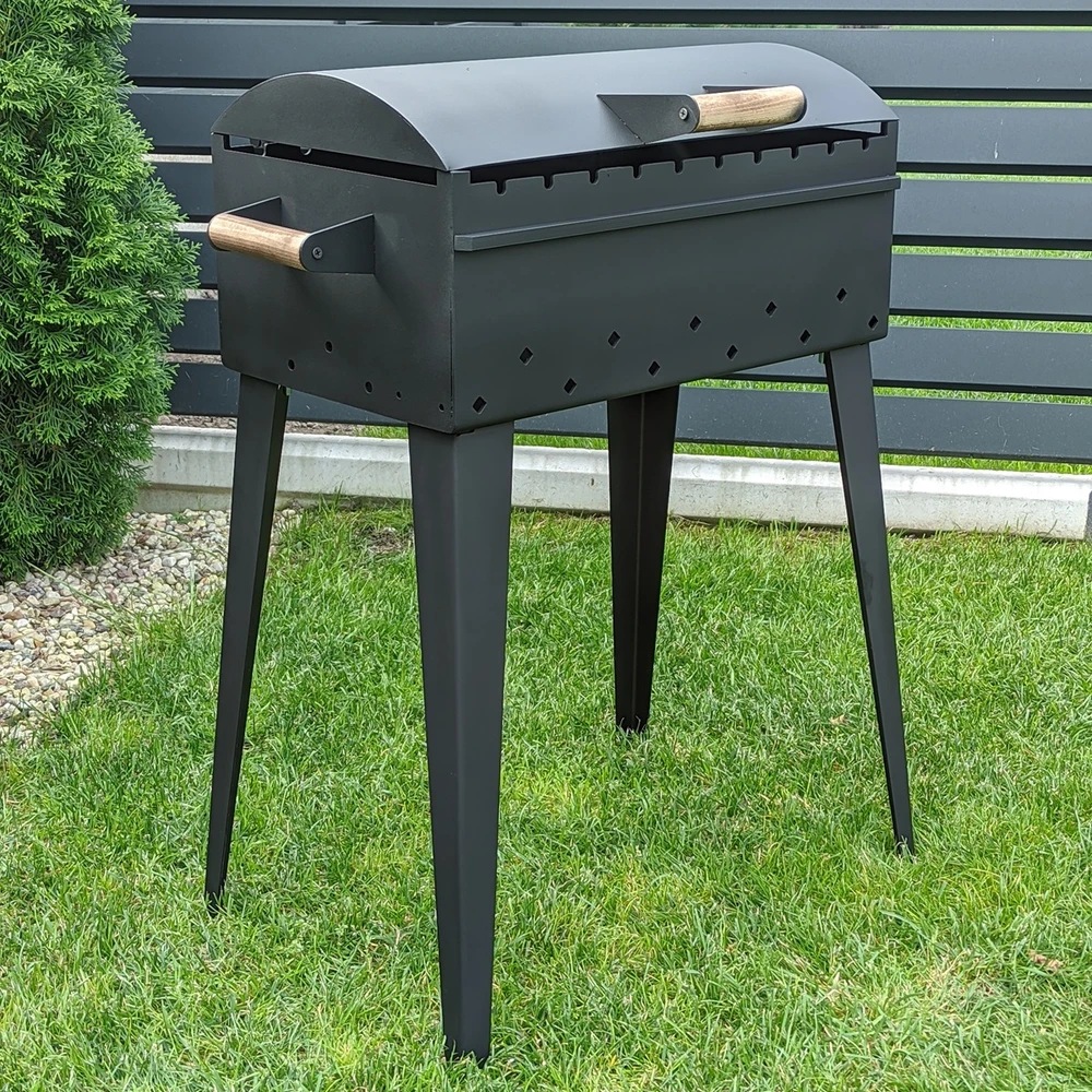 Bbq Expert Šašlykinė su dangčiu ir lentyna 60x35x20 cm, metalo storis 4mm VIP komplektacija