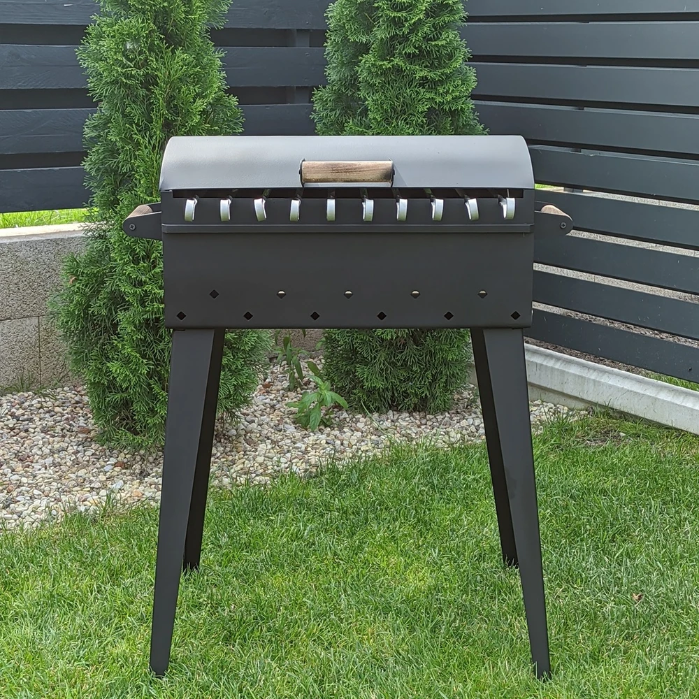 Bbq Expert Šašlykinė su dangčiu ir lentyna 60x35x20 cm, metalo storis 4mm VIP komplektacija