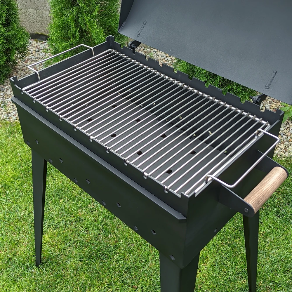 Bbq Expert Šašlykinė su dangčiu ir lentyna 60x35x20 cm, metalo storis 4mm VIP komplektacija