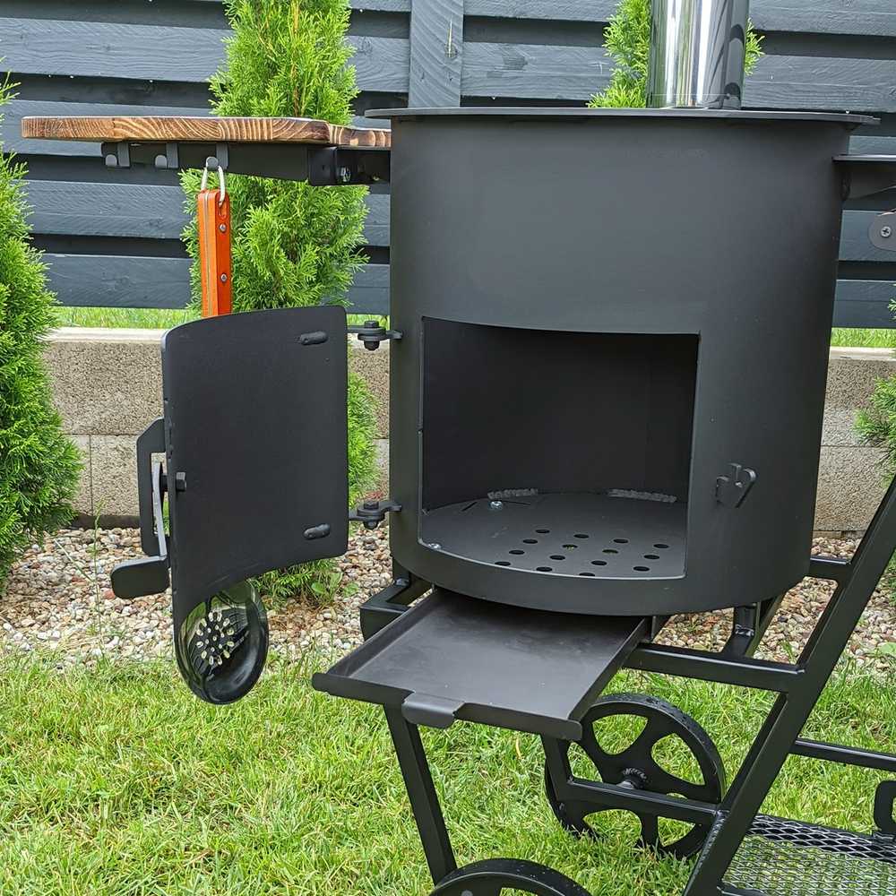 Bbq Expert Šašlykinė - viryklė 12-16l kazanui, su lentyna ir ratukais, metalo storis 4mm