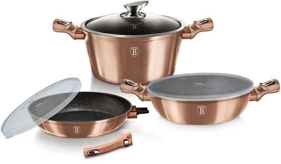 Berlinger Haus Puodų ir keptuvės komplektas, 6 dalių, Berlingerhaus Rose Gold Edition | BH-7051