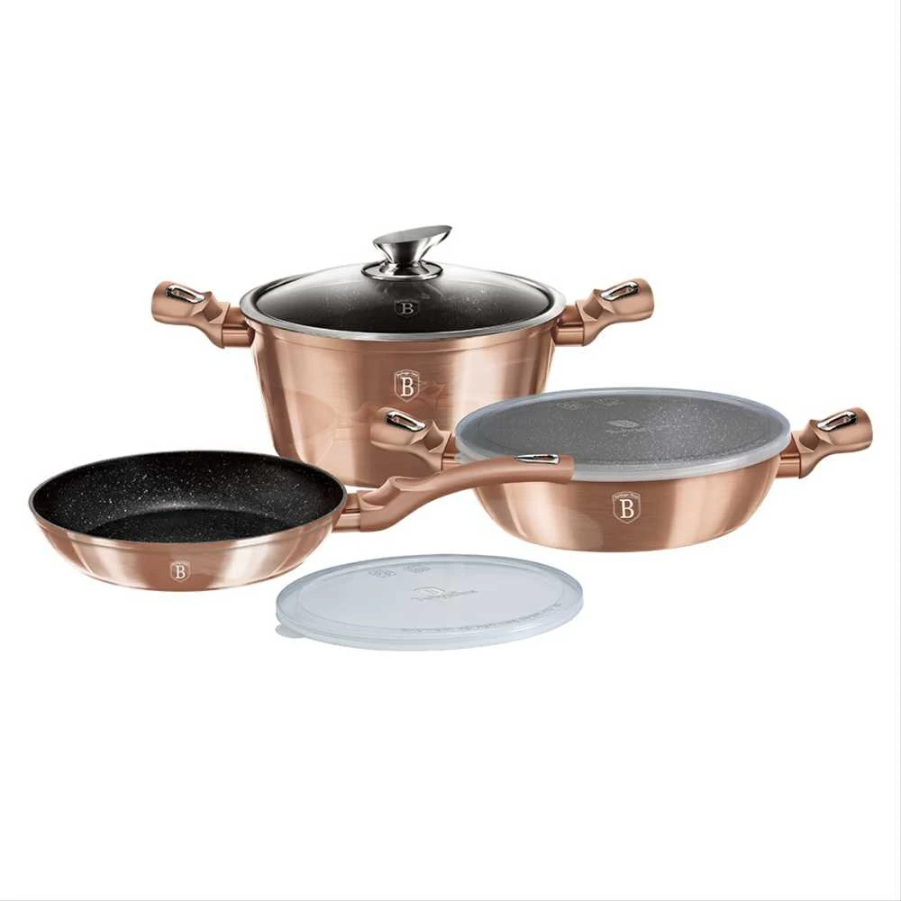 Berlinger Haus Puodų ir keptuvių komplektas, 6 dalių, Berlingerhaus Metallic Line Rose Gold | BH-7047