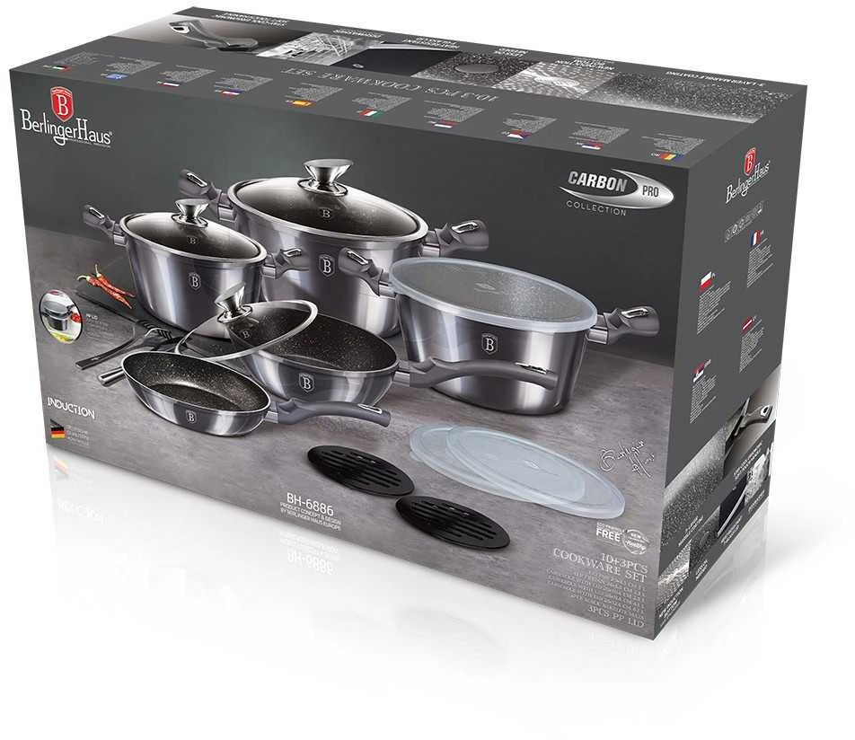 Puodų rinkinys 13 dalių BERLINGER HAUS BH/6886 Metallic Line Carbon Pro Edition